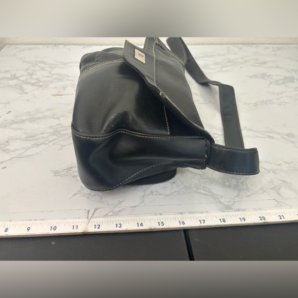 Hush Puppies Leather Handbag Shoulder Bag Black Vintage 80s - Picture 9 of 10